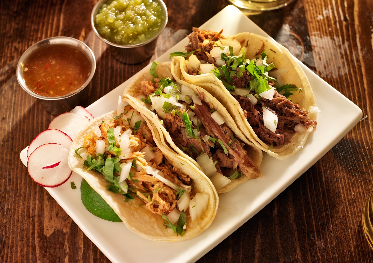 authentic mexican barbacoa, carnitas and chicken tacos